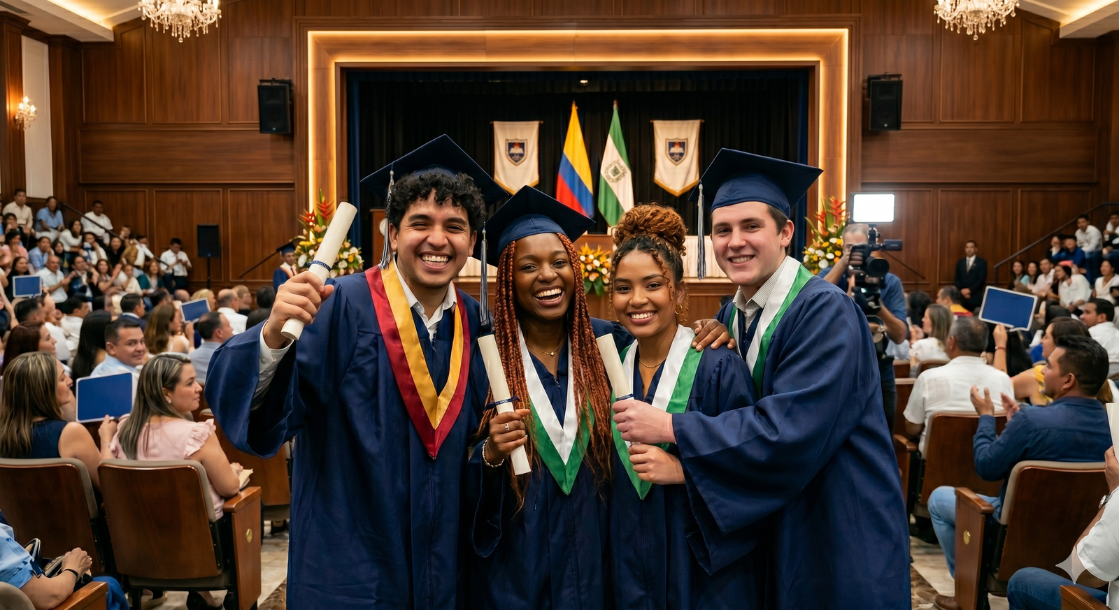 Estudiantes universitarios en ceremonia de graduación